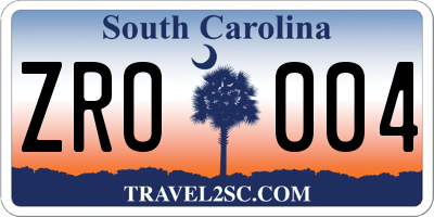SC license plate ZRO004