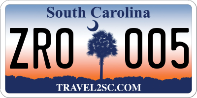 SC license plate ZRO005