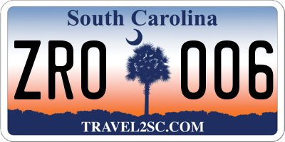 SC license plate ZRO006