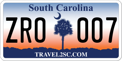 SC license plate ZRO007