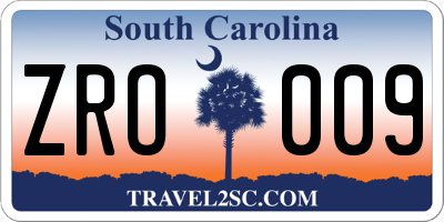 SC license plate ZRO009