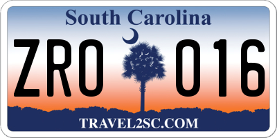 SC license plate ZRO016