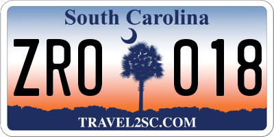 SC license plate ZRO018