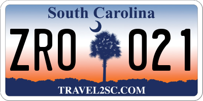 SC license plate ZRO021