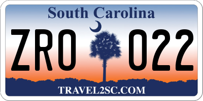 SC license plate ZRO022