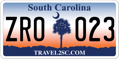 SC license plate ZRO023