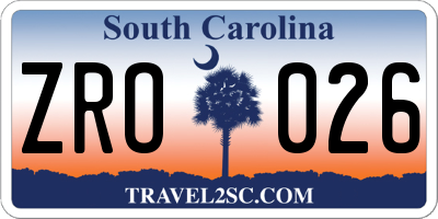 SC license plate ZRO026
