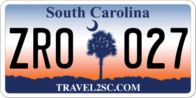 SC license plate ZRO027