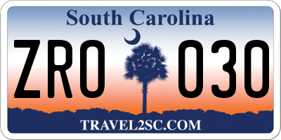 SC license plate ZRO030
