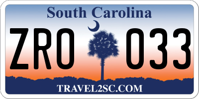 SC license plate ZRO033