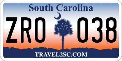 SC license plate ZRO038