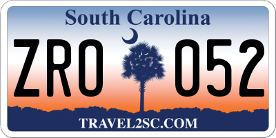 SC license plate ZRO052