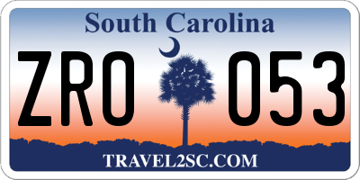 SC license plate ZRO053