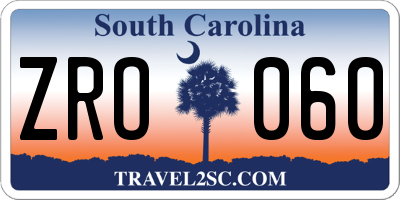 SC license plate ZRO060