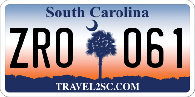 SC license plate ZRO061