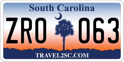SC license plate ZRO063