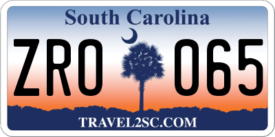 SC license plate ZRO065