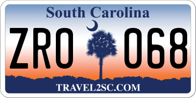 SC license plate ZRO068