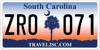 SC license plate ZRO071
