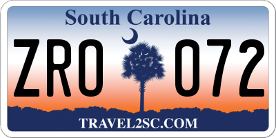 SC license plate ZRO072