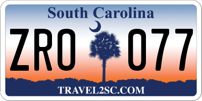 SC license plate ZRO077