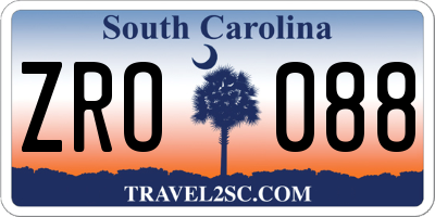 SC license plate ZRO088