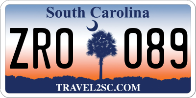 SC license plate ZRO089