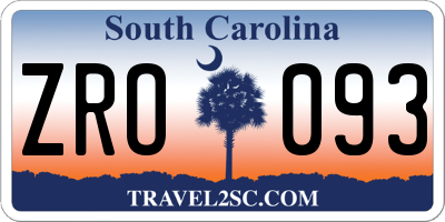 SC license plate ZRO093