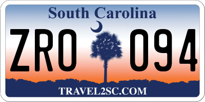 SC license plate ZRO094
