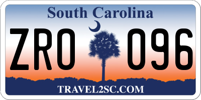 SC license plate ZRO096
