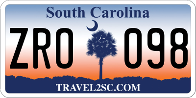 SC license plate ZRO098