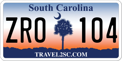 SC license plate ZRO104