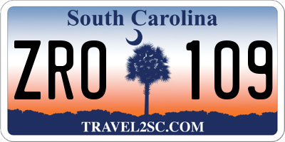 SC license plate ZRO109