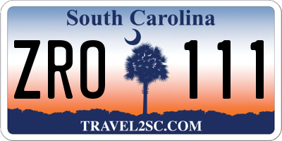 SC license plate ZRO111