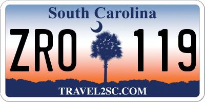 SC license plate ZRO119