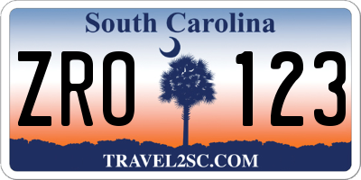 SC license plate ZRO123