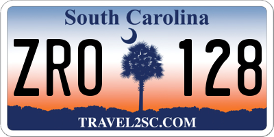 SC license plate ZRO128