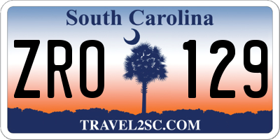 SC license plate ZRO129