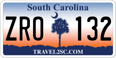 SC license plate ZRO132