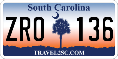 SC license plate ZRO136