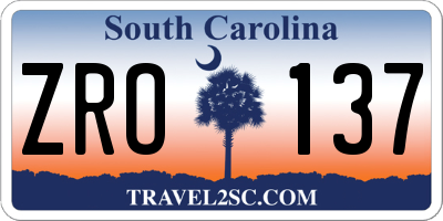 SC license plate ZRO137