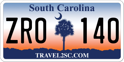 SC license plate ZRO140