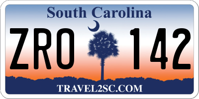 SC license plate ZRO142