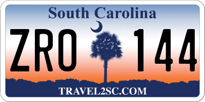 SC license plate ZRO144