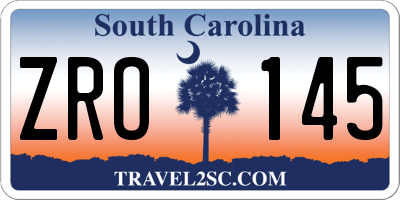 SC license plate ZRO145