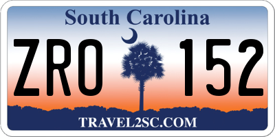 SC license plate ZRO152