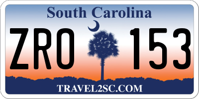 SC license plate ZRO153