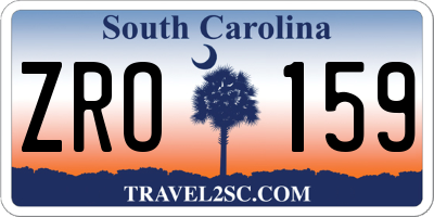 SC license plate ZRO159