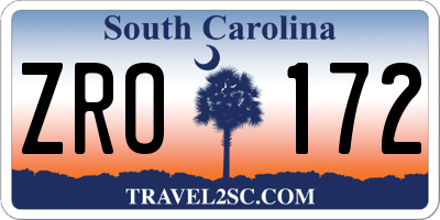 SC license plate ZRO172
