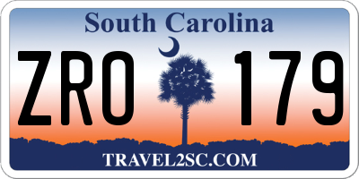 SC license plate ZRO179